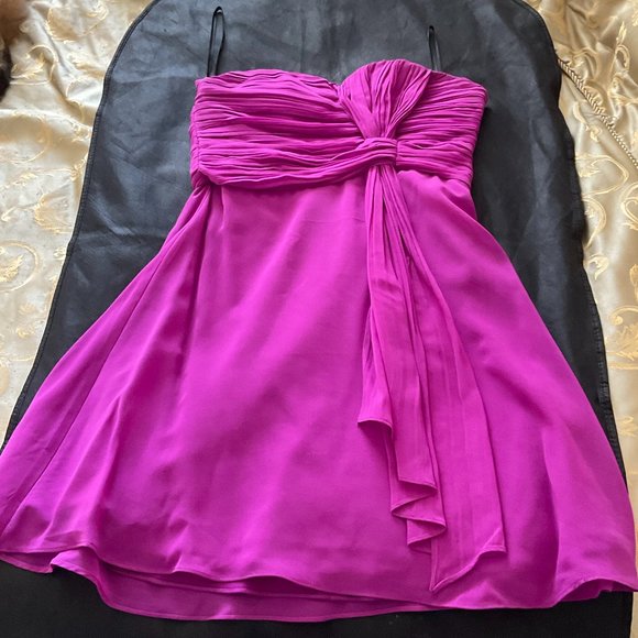 Magenta Strapless Party Dress With Sash - Picture 1 of 3
